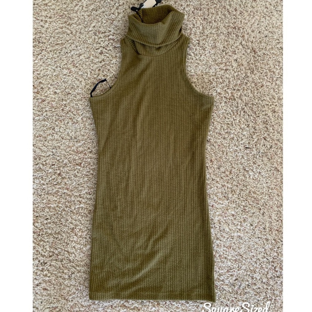 MOTEL Olive Green Turtle Neck Dress